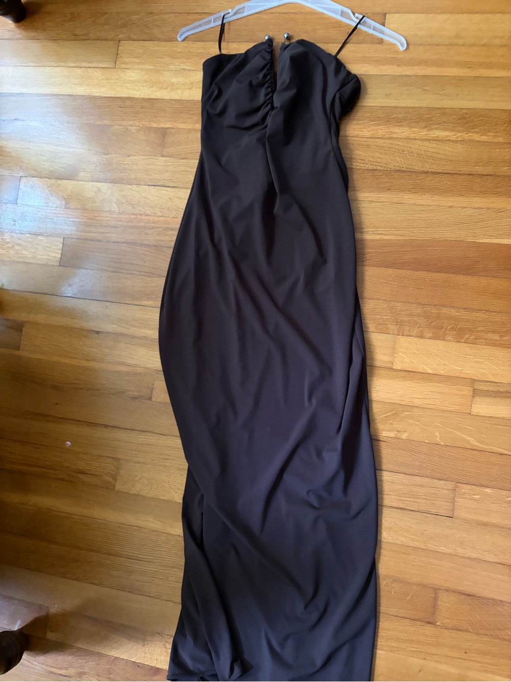 Zara Chocolate Brown Strapless Maxi Dress